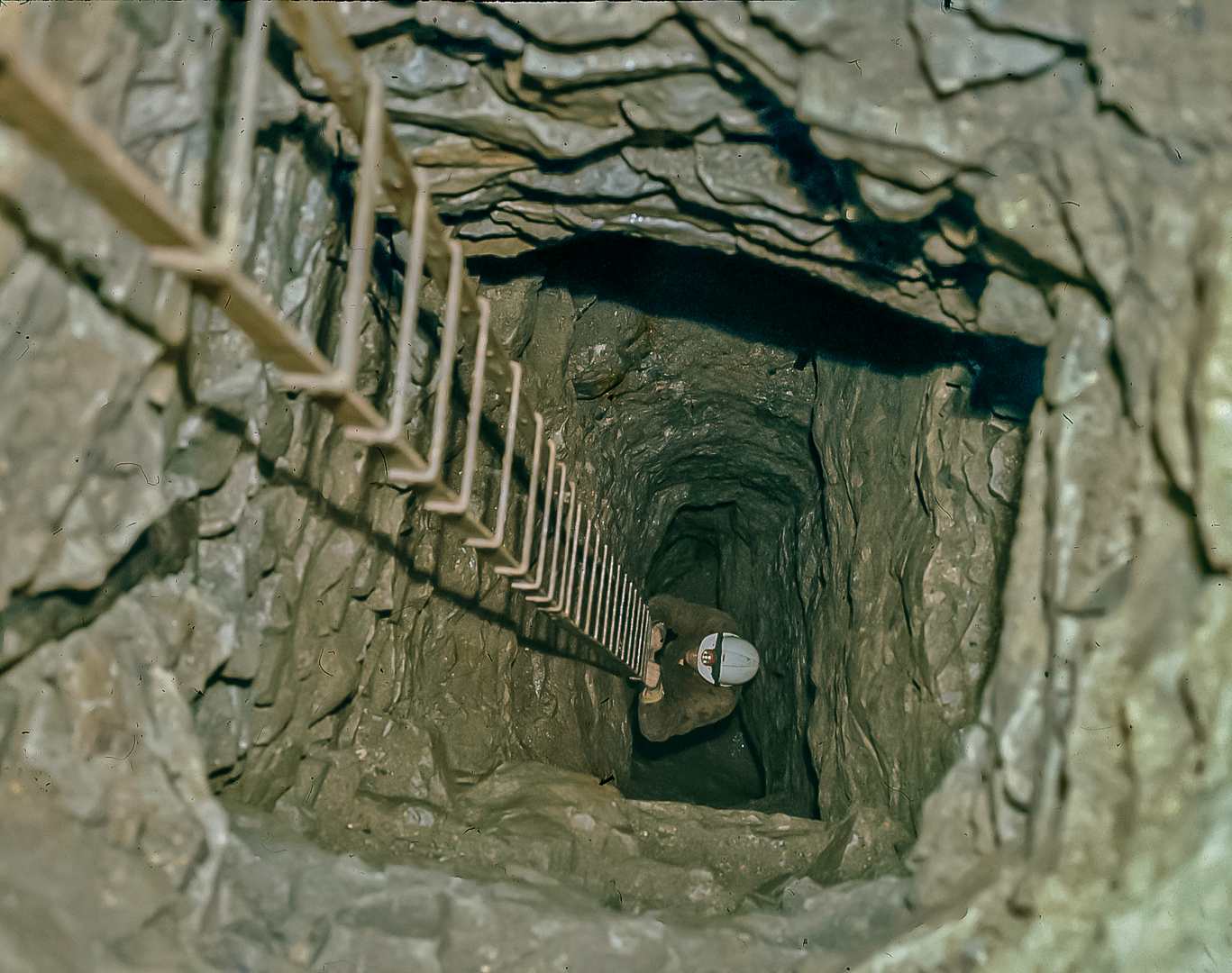 Moorfurlong Shaft. Post office shelving ladder. 1971